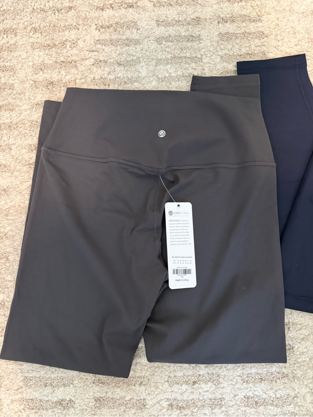 Crzy yoga pants 2 pair xl navy and gray with tags